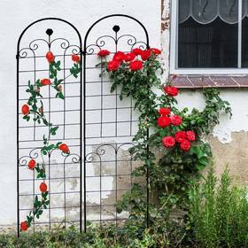 Tunearary W1586pyx&a2 7.2 Ft. Metal Outdoor Black Rose Mesh Trellis For Plant Climbing 2-pack