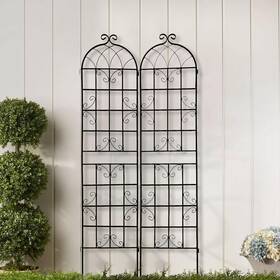Tunearary W1586pyx&c2 7.2 Ft. Metal Outdoor Black Rustproof Garden Trellis 4-pack