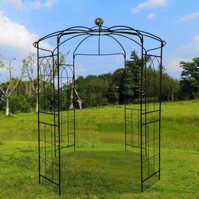 Tunearary W1586pyx&s2 Outdoor Black 6 .8ft X 9.5ft Metal Birdcage Shaped Arch Trellis Plant