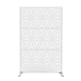 Uixe 784548551773 76 Inch Galvanized Steel Garden Fence Outdoor Privacy Screen In