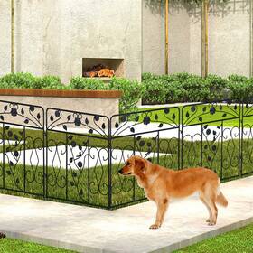 0de20235789 Unho 5 Panels Sturdy Metal Garden Fence Heavy Duty Animal Barrier Outdoor Yard Border