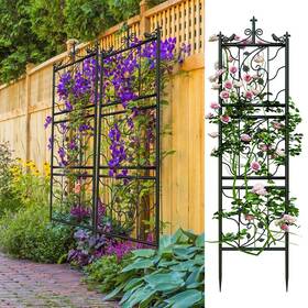 Unho 427274687370 Heavy Duty 2pc Metal Garden Trellis Fence Barrier Edge Border Climbing Plants