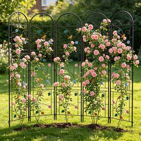 Unho 427274906235 2x Garden Trellis For Climbing Plants 84x38 Inch Rustproof Metal Flower Rose