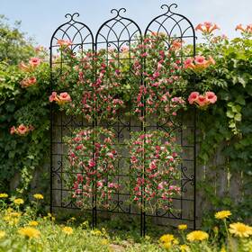 Gdgsye256 Unho 3pack Metal Garden Climbing Plant Trellis Vintage Outdoor Support Fences