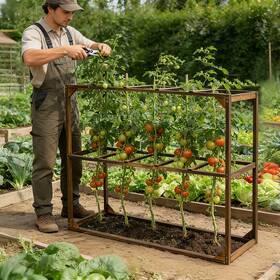 Jc92kv0bk8 Unho 115cm Tall Wood Garden Trellis For Climbing Plant Outdoor Tomato Growing Support