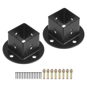 Uxcell 732324945148 2pcs Square Floor Flange 2 Inch X Post Base Brackets Kit Wall Mount