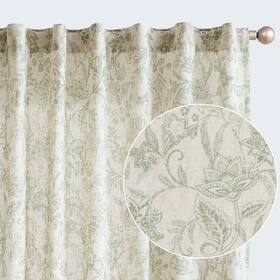 Vgdymxslrp-5096c06 Vangao Green Floral Linen Blend Curtains For Living Room 96 Inches Long Farmh