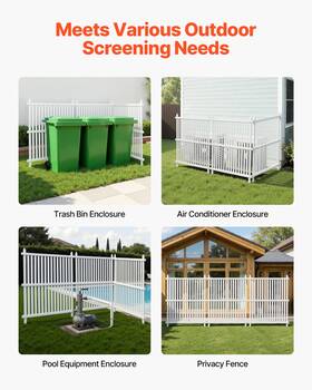 Vevor 197988360353 Outdoor Privacy Screen 3 Panels 36x45 Inch Ac Fence White Vinyl Enclosure
