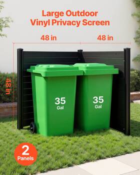 Vevor 197988361442 2 Panel 48 Inch Outdoor Privacy Screen Black Ac/trash Can Fence With Stakes