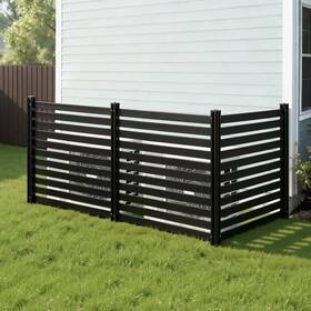 Vevor 197988362531 3-panel Outdoor Privacy Screen 50 Inch X48 A/c Fence With Ground Stakes Black