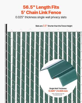 Vevor 197988843870 Chain Link Fence Privacy Slats Single-wall For 5ft High Bottom Lock Green Vevor 197988843870 Chain Link Fence Privacy Slats Single-wall For 5ft High Bottom Lock Green