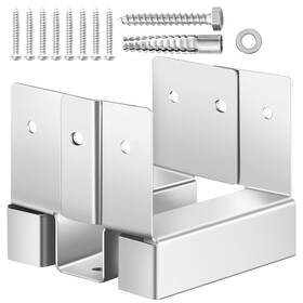 Vevor 197988883449 4x4 Post Base 10 Pcs 4 10pc With 1 Inch Standoff Elevation Silver
