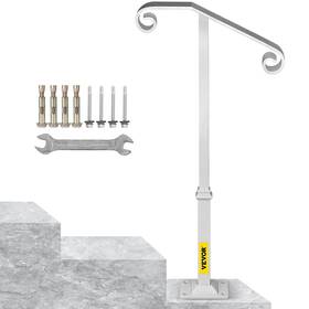 Vevor 609832082354 Single Post Handrail White Wrought Iron Mount Step Grab Supports Fits