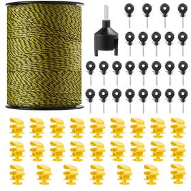 Vevor B0dhk1qdzh Electric Fence Wire Rop 1640ft 1/8 Inch 6-strand With Insulators For Livestock