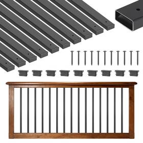 Bpklgzt61g29t5kuj001 Vevor 61 Pack Deck Balusters 29.5 In Rectangle Steel Railing Spindles Black