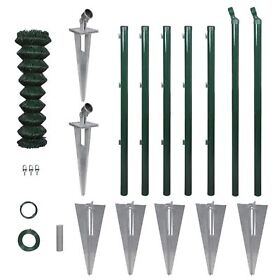 140751 Vida Xl Chain Link Fence With Posts Spike Steel 4.1ftx49.2ft