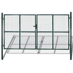 142025 Vidaxl Garden Gate Wooden Double Door Fence With Posts Powder-coated Steel