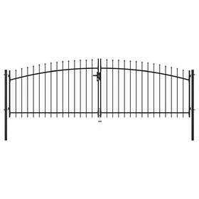 145740 Vidaxl Double Door Fence Gate With Spear Top Garden Patio Outdoor Multi Sizes