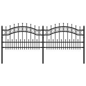 151084 Vidaxl Garden Fence With Spear Top Black 94.5 Inch X29.5 Powder-coated Steel