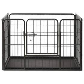 170575 Vidaxl Puppy Playpen Steel With Plastic Bottom Tray 36.0x23.2 In And 48.4x30.5