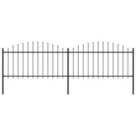 277731 Vidaxl Garden Fence Patio Privacy Screen Wall With Spear Top Steel Black
