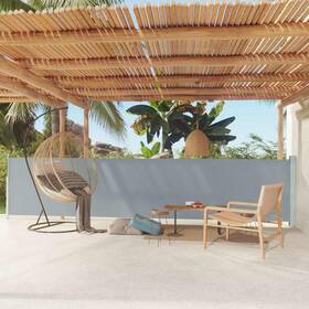 Vidaxl 317950 Side Awning Gray Polyester With Pu Coating Powder-coated Steel