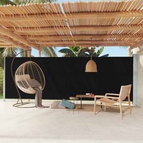 317964 Vidaxl Side Awning Black Polyester With Pu Coating Powder-coated Steel