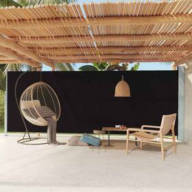 317970 Vidaxl Side Awning Black 100% Polyester With Pu Coating Powder-coated Steel