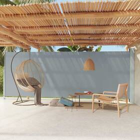 317974 Vidaxl Side Awning Grey Polyester With Pu Coating 78.7 In X 236.2