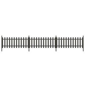 318090 Vidaxl Picket Fence Garden Edging Border 3 Pcs With Posts Wpc