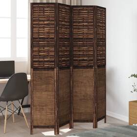 358707 Vidaxl Room Divider Privacy Screen Living Dark Brown Solid Wood Paulownia V