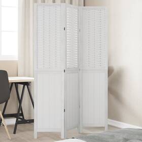 358718 Vidaxl Room Divider Privacy Screen Living White Solid Wood Paulownia