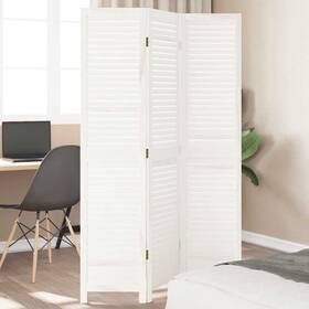 358830 Vidaxl Room Divider Privacy Screen Living White Solid Wood Paulownia