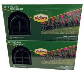 Vigoro 3601-10 Landscape Edging Kit 5 Inch X 10ft Decorative Iron Look Black Lot Of 2