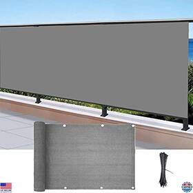 Visit The Yeweke Store B096xtghsg 3.5ft X 16.4ft Grey Balcony Privacy Screen - Breathable Mesh Uv-proof Shade