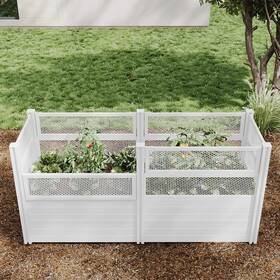 Vita 445014858859 Garden Bed With Fencing And Compost Baskets Bpa-free Raised Vinyl Planter