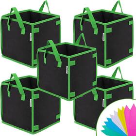 Vivosun 615435164632 5 Pack Gallon Square Grow Bags Thick Nonwoven Black