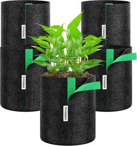 Vivosun 615435165646 5-pack 1 Gallon Grow Bags Fabric Pots With Fttanft
