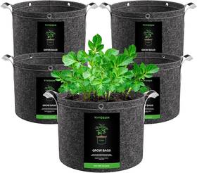 Vivosun Vsgb-5 5-pack 5 Gallon Grow Bags 500g Thick Nonwoven Fabric Gal Black