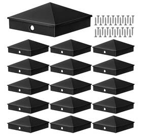 D39785 Voittozege 16 Pack 6x6 Black Aluminum Pyramid Post Caps With Screws For 5.5x5.5 Fence Posts