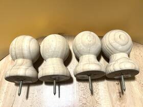 Waddell 038453011007 4- New Large Ball Post Tops. Unfinished Pine. Fits 4 Inch Post. 3 Across