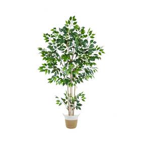 Ficus6b Warmplants Artificial Ficus Tree 6ft Tall Silk Fake Leaves Plant With B... Fast Ship