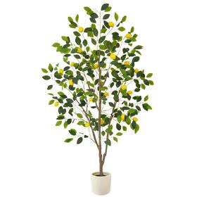 Lemon6c Warmplants Artificial Lemon Tree 6ft Tall Floor Faux Plastic Plant With White Pla