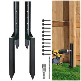 Wxp00 Wenkip Fence Post Repair Kit 2pcs Heavy-duty Ground Stakes For Leaning Or Rotted Po