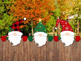 Weysat Chi-weysat-133 3 Pcs Christmas Fence Peeker Decoration Gnome Peeking Garden Yard Decorations