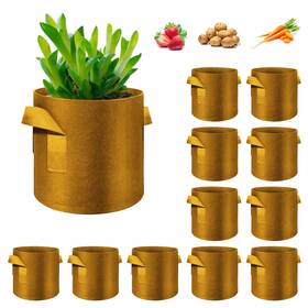 Whatwears Vlhh002-12b5 Vdus 12-pack 5 Gallon Plant Grow Bags Thickened Brown