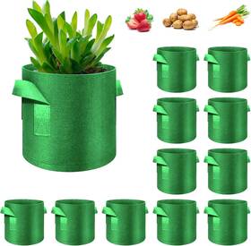 Vlhh002-12g5 Whatwears 12-pack 5 Gallon Plant Grow Bags Thickened Nonwoven Fabric Green