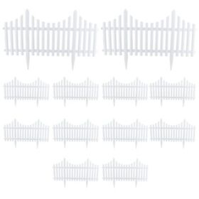 Ci-0121-12 White Plastic Fence 12pcs Garden Picket Lawn Flowerbeds
