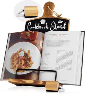 Willow & Croft 195893791118 And Premium Cook Book Stand. Farmhouse Cutting Board Stand Cookboo
