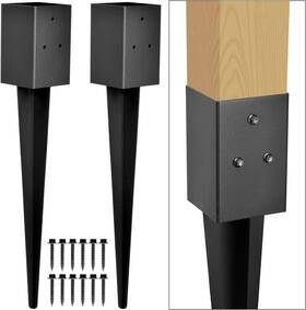 Wimart 313085397379 Fence Post Anchor 4ftftx4ftft Heavy Duty Metal Set Of 2 Black Powder Coating Sui
